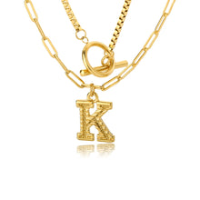 Load image into Gallery viewer, Double Initial &amp; Toggle Clasp Necklace Set Gold / K / 45cm
