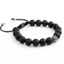 Load image into Gallery viewer, MATTE ONYX Beaded Bracelet | Single Silver Plated Steel Bead - LeyeF Co. Global Jewelry &amp; Accessories
