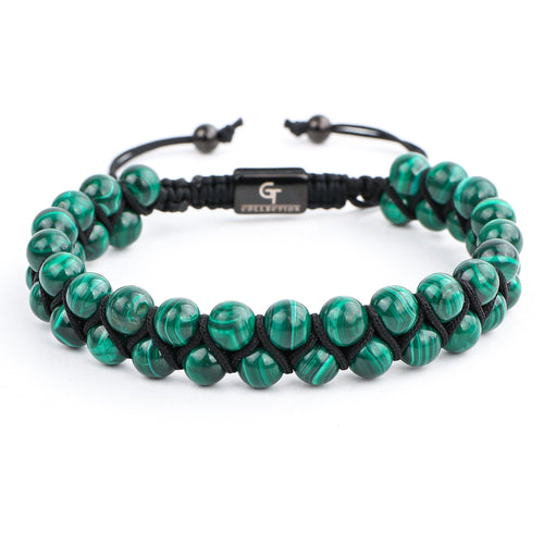 Bracelet - MALACHITE Beaded Bracelet | Green Gemstones | Double 6mm Beads