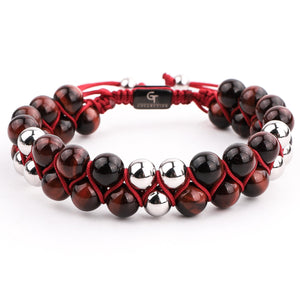 Bracelet - RED TIGER EYE Beaded Bracelet | Red Gemstones | Double 8mm Beads