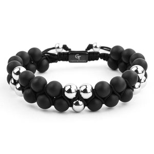 Bracelet - MATTE ONYX Beaded Bracelet | Black Gemstones | Double 8mm Beads