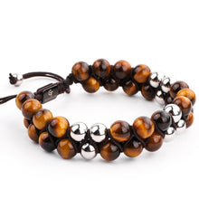 Load image into Gallery viewer, Bracelet - TIGER EYE Beaded Bracelet | Brown Gemstones | Double 8mm Beads
