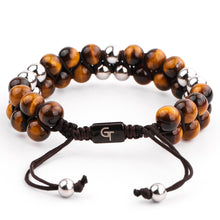 Load image into Gallery viewer, Bracelet - TIGER EYE Beaded Bracelet | Brown Gemstones | Double 8mm Beads
