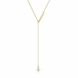 Pearl Lariat Necklace Gold