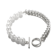Load image into Gallery viewer, Cuban Chain Pearl Bracelet Silver / 18.5cm
