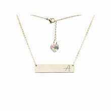 Load image into Gallery viewer, Initial Bar Swarovski Necklace Gold / A
