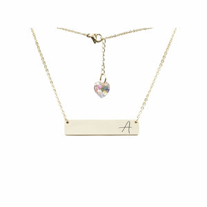 Initial Bar Swarovski Necklace Gold / A