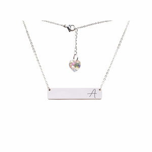 Initial Bar Swarovski Necklace Silver / A