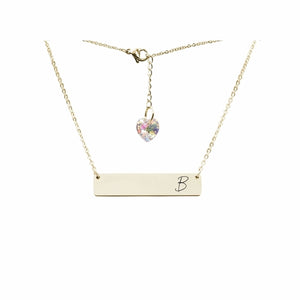 Initial Bar Swarovski Necklace Gold / B