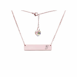 Initial Bar Swarovski Necklace Rose Gold / B