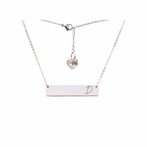 Initial Bar Swarovski Necklace Silver / D