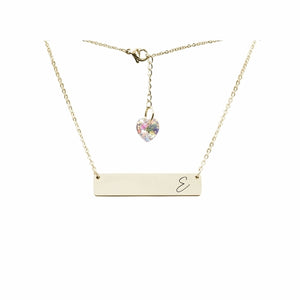 Initial Bar Swarovski Necklace Gold / E