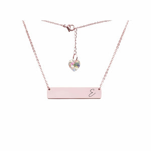 Initial Bar Swarovski Necklace Rose Gold / E