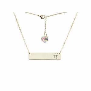 Initial Bar Swarovski Necklace Gold / H