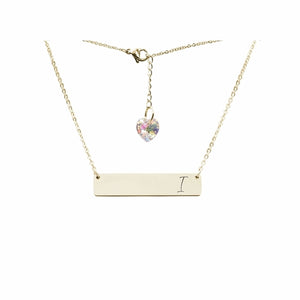 Initial Bar Swarovski Necklace Gold / I