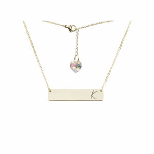 Initial Bar Swarovski Necklace Gold / K