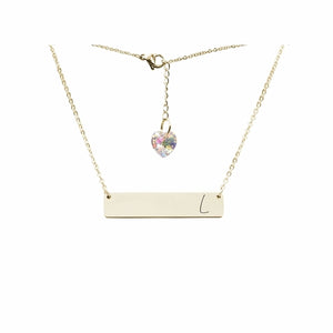 Initial Bar Swarovski Necklace Gold / L