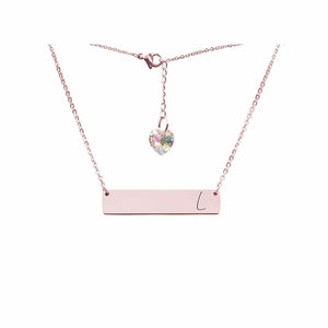 Initial Bar Swarovski Necklace Rose Gold / L