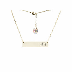 Initial Bar Swarovski Necklace Gold / M