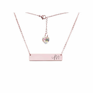 Initial Bar Swarovski Necklace Rose Gold / M