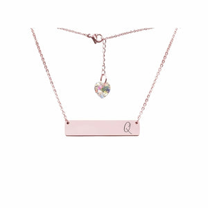 Initial Bar Swarovski Necklace Rose Gold / Q