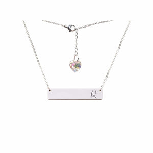 Initial Bar Swarovski Necklace Silver / Q