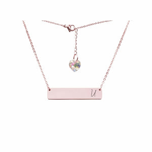 Initial Bar Swarovski Necklace Rose Gold / U