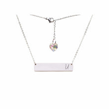 Load image into Gallery viewer, Initial Bar Swarovski Necklace Silver / U
