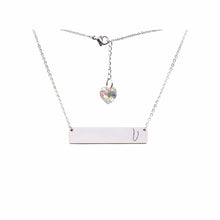 Load image into Gallery viewer, Initial Bar Swarovski Necklace Silver / V
