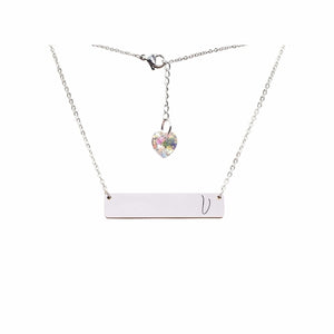 Initial Bar Swarovski Necklace Silver / V