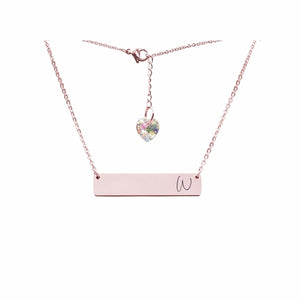 Initial Bar Swarovski Necklace Rose Gold / W