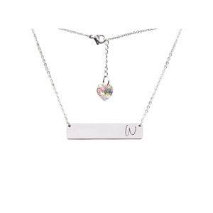 Initial Bar Swarovski Necklace Silver / W