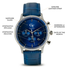 Load image into Gallery viewer, Men&#39;s Watch | Blue Leather Strap | Blue Watch Face - LeyeF Co. Global Jewelry &amp; Accessories
