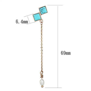 Square Turquoise Drop Earrings - LeyeF Co. Global Jewelry & Accessories