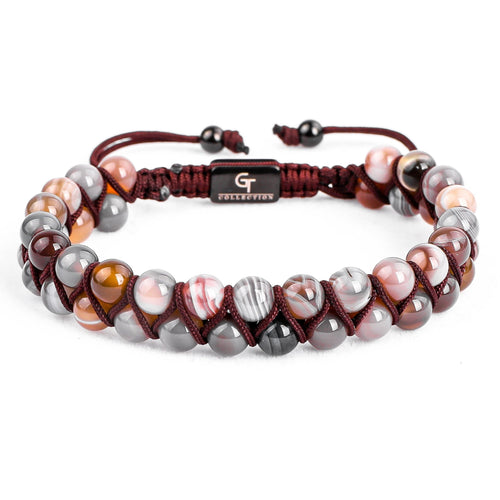 Bracelet - BOTSWANA AGATE Beaded Bracelet | Multicolored Gemstones | Double 6mm Beads
