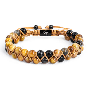 Bracelet - HAWK'S EYE Beaded Bracelet | Multicolored Gemstones | Double 6mm Beads