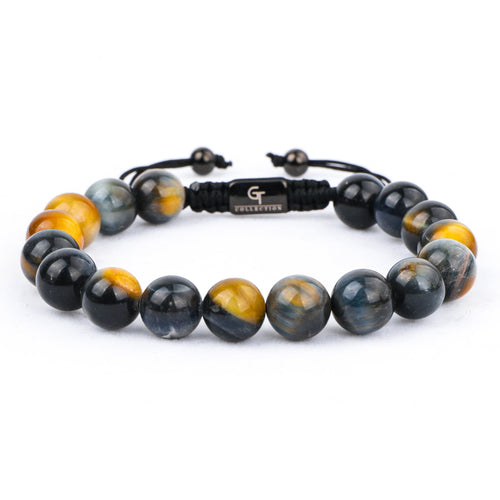 Bracelet - HAWK'S EYE Beaded Bracelet | Multicolored Gemstones On Black Cord | 10mm Beads