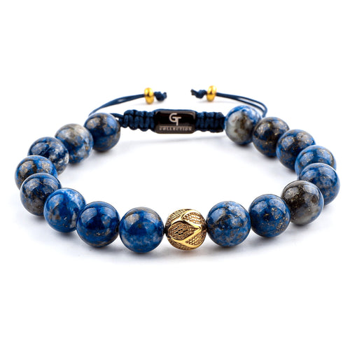 Bracelet - LAPIS LAZULI Beaded Bracelet | Single Gold Plated Steel Bead