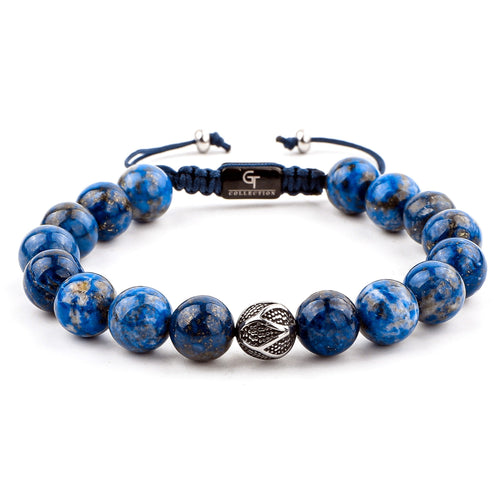 Bracelet - LAPIS LAZULI Beaded Bracelet | Single Silver Plated Steel Bead