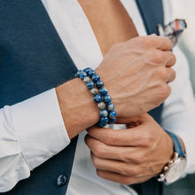 Load image into Gallery viewer, Bracelet - LAPIS LAZULI Beaded Bracelet | Triple Silver Plated Steel Beads
