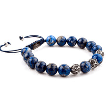 Load image into Gallery viewer, Bracelet - LAPIS LAZULI Beaded Bracelet | Triple Silver Plated Steel Beads
