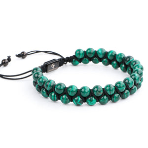 Bracelet - MALACHITE Beaded Bracelet | Green Gemstones | Double 6mm Beads