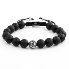 Load image into Gallery viewer, Bracelet - MATTE ONYX Beaded Bracelet | Single Silver Plated Steel Bead
