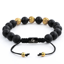 Load image into Gallery viewer, Bracelet - MATTE ONYX Beaded Bracelet | Triple Gold Plated Steel Beads
