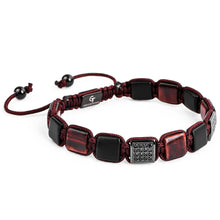 Load image into Gallery viewer, Bracelet - RED TIGER EYE, MATTE ONYX Flatbead Bracelet | Red And Black Gemstones | Black CZ Bead
