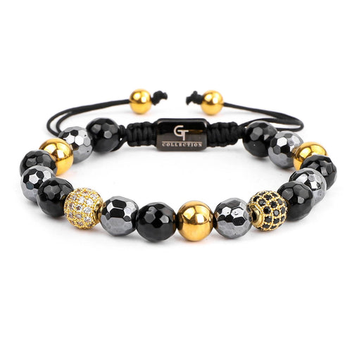 Bracelet - Women's Beaded Bracelet |  Agate, Hematite, Gold