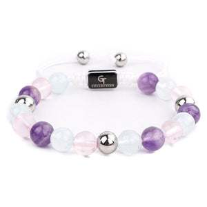 Bracelet - Women's Beaded Bracelet | Pearl, Amethyst, Rose Quartz Gemstones