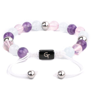 Bracelet - Women's Beaded Bracelet | Pearl, Amethyst, Rose Quartz Gemstones
