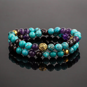 Bracelet - Women's Wrap Bracelet |  Turquoise, Amethyst, Garnet Gemstones