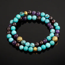 Load image into Gallery viewer, Bracelet - Women&#39;s Wrap Bracelet |  Turquoise, Amethyst, Garnet Gemstones
